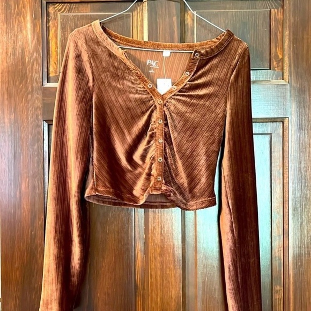 Brown Velvet Women Top